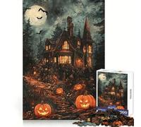 Rompecabezas de 1000 Piezas Casa tenebrosa de Halloween con Calabazas para Adolescentes Juguete para ejercitar la Mente Tiempo de relajación Arte de Corte preciso Exhibición 50x75cm
