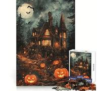 Rompecabezas de 1000 Piezas Casa tenebrosa de Halloween con Calabazas para Adultos y Adolescentes Juego Mental para Relajarse Corte preciso 38x52cm