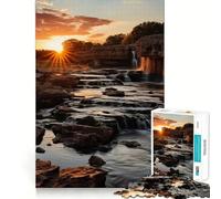 Rompecabezas de 1000 Piezas Cascada al Atardecer en la Naturaleza para Adolescentes Juego Inteligente para Relajarse y armar Patrones Lista de Deseos de Papá Noel 38x26cm