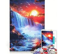 Rompecabezas de 1000 Piezas Cascada al Atardecer Juego práctico para Entrenar tu Cerebro y Tus Manos con Piezas de Formas aleatorias Que encajan Perfectamente 50x75cm