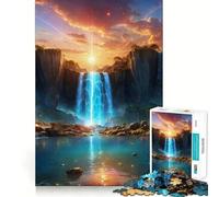 Rompecabezas de 1000 Piezas Cascada Cielo Amanecer para Adolescentes Juego de Memoria Mental Cierre Seguro Sin Piezas Sueltas Ideal para Viajar Juego para ejercitar la Mente