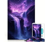 Rompecabezas de 1000 Piezas Cascada de fantasía Nocturna púrpura para Adultos Mejora la Memoria Ideal para el Ocio Corte Firme Fiestas (38x52cm)
