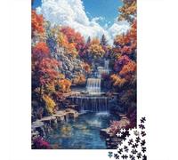 Rompecabezas de 1000 Piezas Cascada de Otoño Hojas Doradas, Juego Familiar Divertido Regalo Hombre Mujer para Adultos 38x26cm/1000pcs