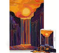 Rompecabezas de 1000 Piezas Cascada en el Bosque al Atardecer para Adultos Juguete de lógica Pura Diversión Relajante Corte preciso Regalo increíble 38x52cm