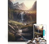 Rompecabezas de 1000 Piezas Cascada en el Bosque Naturaleza Juego práctico Entrena tu Cerebro y Tus Manos con Piezas de Formas aleatorias Que encajan Perfectamente 38x26cm
