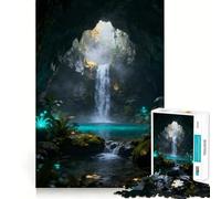 Rompecabezas de 1000 Piezas Cascada en una Cueva mística para Adolescentes Ayuda a Mejorar la Memoria Diseño Divertido y Relajante Regalo Elegante (38x26cm)