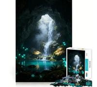 Rompecabezas de 1000 Piezas Cascada en una Cueva mística para Adultos Juguete de lógica y Entretenimiento Bordes Suaves Regalo conmovedor (50x75cm)