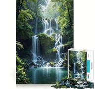 Rompecabezas de 1000 Piezas Cascada Serena en un Bosque exuberante para Adolescentes Juguete Que desafía la Mente Pasatiempo Tranquilo Corte preciso Regalo de Temporada (38x52cm)