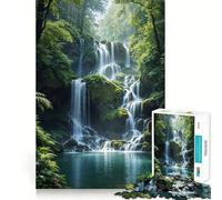 Rompecabezas de 1000 Piezas Cascada Serena en un Bosque exuberante para Adolescentes Mejora la Memoria Fácil de Usar Ideal para el Ocio Diseño de Pared con Corte Firme (38x26cm)