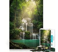 Rompecabezas de 1000 Piezas Cascada Serena en un Bosque exuberante para Adultos Ideal para Mejorar la Memoria, aliviar el estrés y armar (38x52cm)