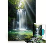 Rompecabezas de 1000 Piezas Cascada Serena en un Bosque exuberante para Adultos Ideal para Mejorar la Memoria, aliviar el estrés y armar (38x26cm)