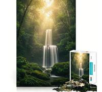 Rompecabezas de 1000 Piezas Cascada Serena en un Bosque exuberante para Adultos Juguete Inteligente para armar Juntos Diversión con Corte preciso Exhibición artística (38x52cm)