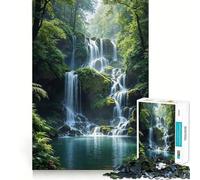 Rompecabezas de 1000 Piezas Cascada Serena en un Bosque exuberante para Adultos Juguete para el hogar Disfrute de un Corte Fino Regalo Ideal para Pedir un Deseo a Santa Claus (50x75cm)