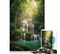 Rompecabezas de 1000 Piezas Cascada Serena en un Bosque exuberante para Adultos Rompecabezas de Mente Suave y Relajante Imagen para armar Artículo de Santa Claus (50x75cm)