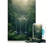 Rompecabezas de 1000 Piezas Cascada Serena en un Bosque exuberante para Adultos Rompecabezas Mental Arte Relajante para armar (50x75cm)