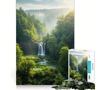 Rompecabezas de 1000 Piezas Cascada Serena en un Bosque exuberante para Adultos y Adolescentes Juguete para Pensar y reflexionar Alivia el estrés Regalo navideño de diseño nítido (38x26cm)