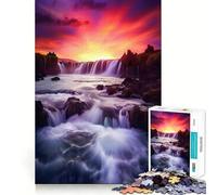 Rompecabezas de 1000 Piezas Cascadas al Atardecer para Adolescentes Juguete para desarrollar la lógica y la diversión Bordes Suaves Regalo Creativo 50x75cm