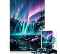 Rompecabezas de 1000 Piezas Cascadas Aurora Diversión para unir Piezas,Juego Que estimula el Cerebro,Tiempo de Juego Tranquilo,Regalo de Ocio navideño 38x26cm
