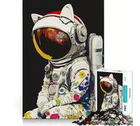 Rompecabezas de 1000 Piezas Casco de Astronauta,Gato,Corte sin Costuras,Juego Creativo,Juguete Casual,Juego de Ocio navideño,Arte (50x75cm)