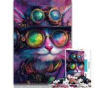 Rompecabezas de 1000 Piezas Casco de Gato para Adolescentes y Adultos, con póster y Hoja de Trivia a Juego para Mayores de 14 años, 50x75cm