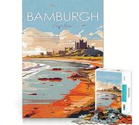 Rompecabezas de 1000 Piezas Castillo de Bamburgh,Juego de Viaje de precisión,Juego cognitivo,Juego de Tiempo Libre,Regalo Divertido de Navidad (50x75cm)