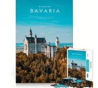 Rompecabezas de 1000 Piezas Castillo de Baviera,Alemania Piezas de Ajuste preciso Juego cognitivo Regalo Ideal para un Momento Divertido y Acogedor Escena navideña Arte (50x75cm)