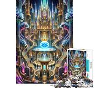 Rompecabezas de 1000 Piezas Castillo de Cristal Encantado con Dragones Celestiales y Gran Escalera Rompecabezas para Adolescentes para Pasar el Tiempo en casa Un Reto para completar para Reducir