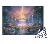 Rompecabezas de 1000 Piezas Castillo de fantasía Paisaje con Cascada Brillante Adultos Mayores de 12 años Juegos educativos Decoración del hogar Desafío Alta dificultad Regalos de cumpleaños 38x26cm