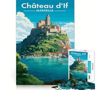 Rompecabezas de 1000 Piezas Castillo de If Marsella Póster de Viaje Corte Suave Juego Creativo Juguete Tiempo de Juego Relajante Regalo de Ocio navideño (38x26cm)