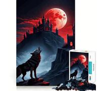 Rompecabezas de 1000 Piezas Castillo de la Luna Roja con Aullido de Lobo - Tren de la Memoria - Diversión con Superficie Lisa y Sin Rebabas - Un Reto Entretenido para el Tiempo Libre (38x52cm)