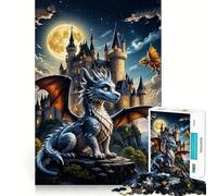 Rompecabezas de 1000 Piezas Castillo Dragón Corte preciso Decoración Lógica Pensamiento Juego Tiempo de Juego Relajante Decoración (50x75cm)