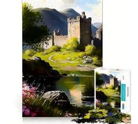 Rompecabezas de 1000 Piezas Castillo en la montaña,diseño de Corte preciso,decoración,Juego Mental,Regalo,Tiempo de Juego Relajante,Actividad de cumpleaños (50x75cm)