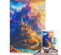 Rompecabezas de 1000 Piezas Castillo Iluminado por el Sol de Las Cumbres Místicas Juego de ingenio Desafío difícil Regalos para Amigos y Familiares 50x75cm