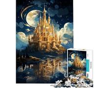 Rompecabezas de 1000 Piezas Castillo Lunar del Lago Fantasía Juguetes Adictivos para Cultivar la Paciencia Juegos Relajantes Aprendizaje Educativo Regalos de Amigo Invisible (Tamaño 50x75cm)