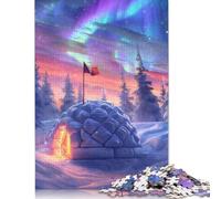 Rompecabezas de 1000 Piezas Castillos de Hielo bajo la Aurora Boreal para Adultos y Adolescentes (75 x 50 cm)