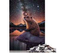 Rompecabezas de 1000 Piezas Castor bajo Las Estrellas, Rompecabezas de dificultad Alta, Juego Educativo, Juguete, 1000 Piezas (75 x 50 cm)