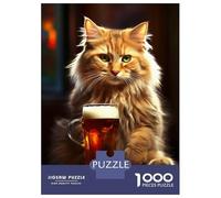 Rompecabezas De 1000 Piezas Cat Drinks Beer Rompecabezas para Adultos Juguetes Antiestrés Regalos para Mujeres Regalos De Cumpleaños Únicos 70x50cm/1000pcs