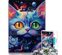 Rompecabezas de 1000 Piezas Cat of Magic Art para Adultos y Adolescentes Cada Pieza es única Diversión Familiar desafiante (50x75cm)