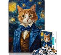 Rompecabezas de 1000 Piezas Cat of Night Sky de Night Sky para Adultos y Adolescentes Difícil de completar, Pero Divertido y Divertido Decoración hogar 38x26cm