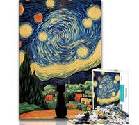Rompecabezas de 1000 Piezas Cat of Night Sky de Night Sky para Adultos y Adolescentes Un Juego desafiante para Disfrutar en Familia con Piezas aleatorias Que encajan Perfectamente 38x26cm