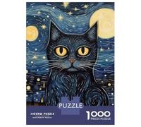 Rompecabezas De 1000 Piezas - Cat Starry Night Van Gogh Rompecabezas para Adultos Juegos Familiares Carrera De Velocidad Manual Oferta como Regalos para Toda La Familia 52x38cm/1000pcs
