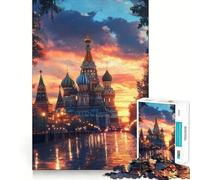 Rompecabezas de 1000 Piezas Catedral de San Basilio al Atardecer para Adolescentes Juguete de razonamiento y Habilidad Tranquilo y silencioso Corte Exacto Sorpresa navideña 38x52cm