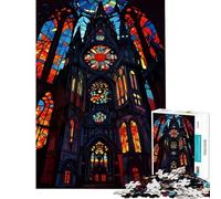 Rompecabezas de 1000 Piezas Catedral gótica con vidrieras Un Reto para completar Difícil Juegos educativos Apto para Mayores de 14 años (50x75cm)