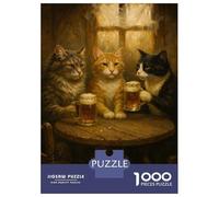 Rompecabezas De 1000 Piezas Cats Drinking Beer at A Pub Rompecabezas para Adultos Juguetes Antiestrés Decoración Perfecta Cumpleaños Y Navidad 38x26cm/1000pcs