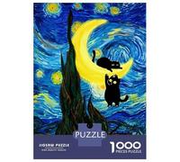 Rompecabezas De 1000 Piezas Cats on The Crescent Moon Rompecabezas para Adultos Juego Práctico Una Obra De Arte Cumpleaños Y Navidad 52x38cm/1000pcs