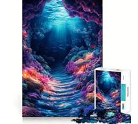 Rompecabezas de 1000 Piezas Caverna de Arrecife de Coral submarina para Adolescentes Juego de concentración Mental Corte de precisión Bordes Lisos Juego Ideal para Rellenar Calcetines navideños