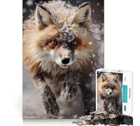 Rompecabezas de 1000 Piezas Caza de Invierno Zorro Rojo en la Nieve Juego de concentración Mental Diseño de Ajuste Huecos Desafío Interactivo para el Cerebro en casa (38x52cm)