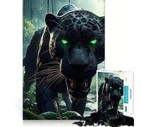 Rompecabezas de 1000 Piezas Caza de jaguares Negros,diseño Impecable,Ideal para Actividades de Juego Inteligentes,diversión para el Tiempo Libre o como Regalo de cumpleaños 50x75cm
