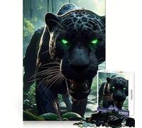 Rompecabezas de 1000 Piezas Caza de jaguares Negros para Adolescentes Potencia la Mente Búsqueda Tranquila Bordes Uniformes Regalo Ideal (38x26cm)