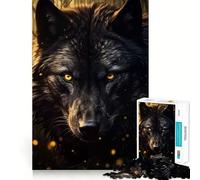 Rompecabezas de 1000 Piezas Cazador de Lobos Negros,Juego de Bordes, Juguete para Entrenar la Mente,diversión para Jugar despacio,Regalo de cumpleaños 50x75cm